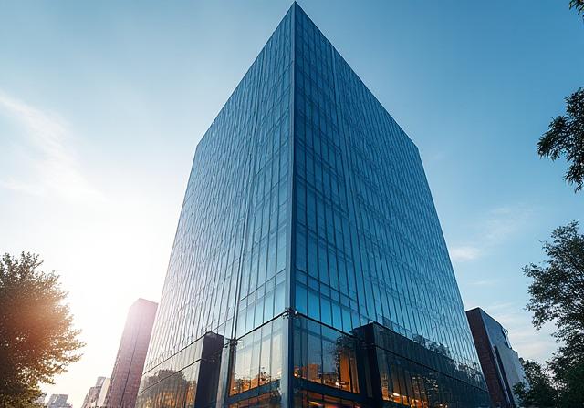 Moderna vista de un edificio de oficinas, simbolizando una fusión transfronteriza exitosa.