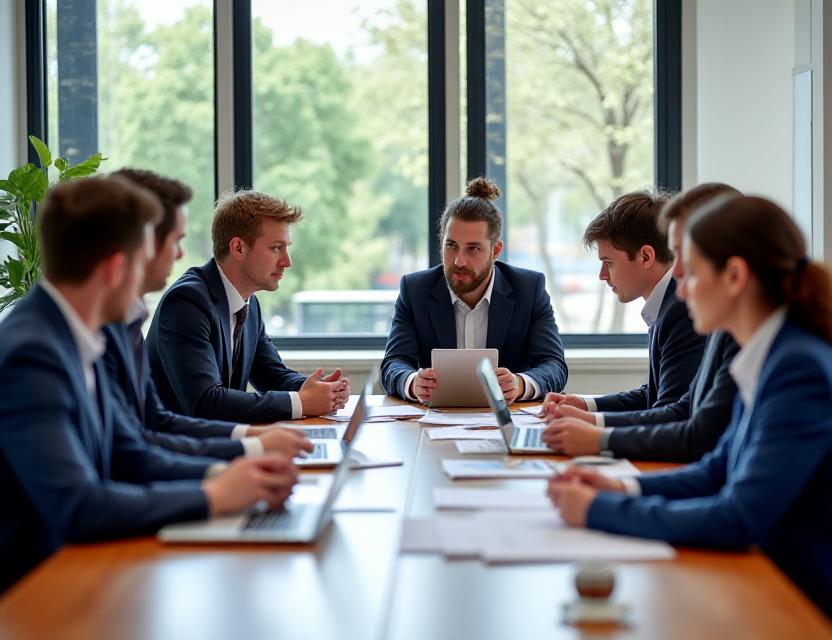 Equipo de abogados de Equinox Lex en una reunión estratégica, mostrando colaboración y profesionalidad.